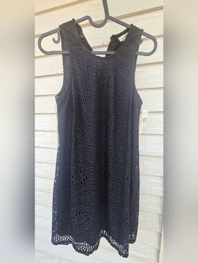 Speechless Black Crochet Tank Dress